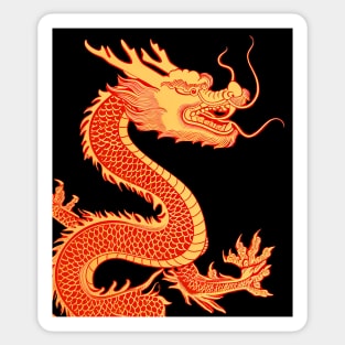 Chinese Golden Dragon on a Lucky Red Background: Chinese New Year, Year of the Dragon on a dark (Knocked Out) background Sticker